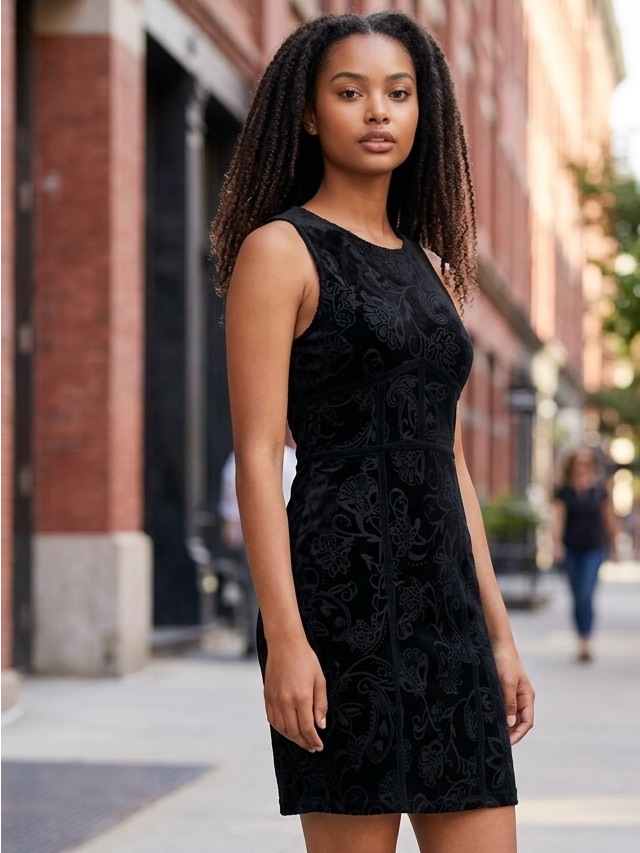 Nwt Free People Black Burnout Velvet Keyhole Back Mini Dress Size S